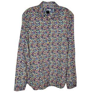 Desigual 100% Cotton Men's Casual Shirt Circles - Multi/Blue - L Regular